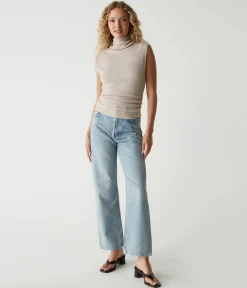 Campbell Mock Neck Crinkle Top