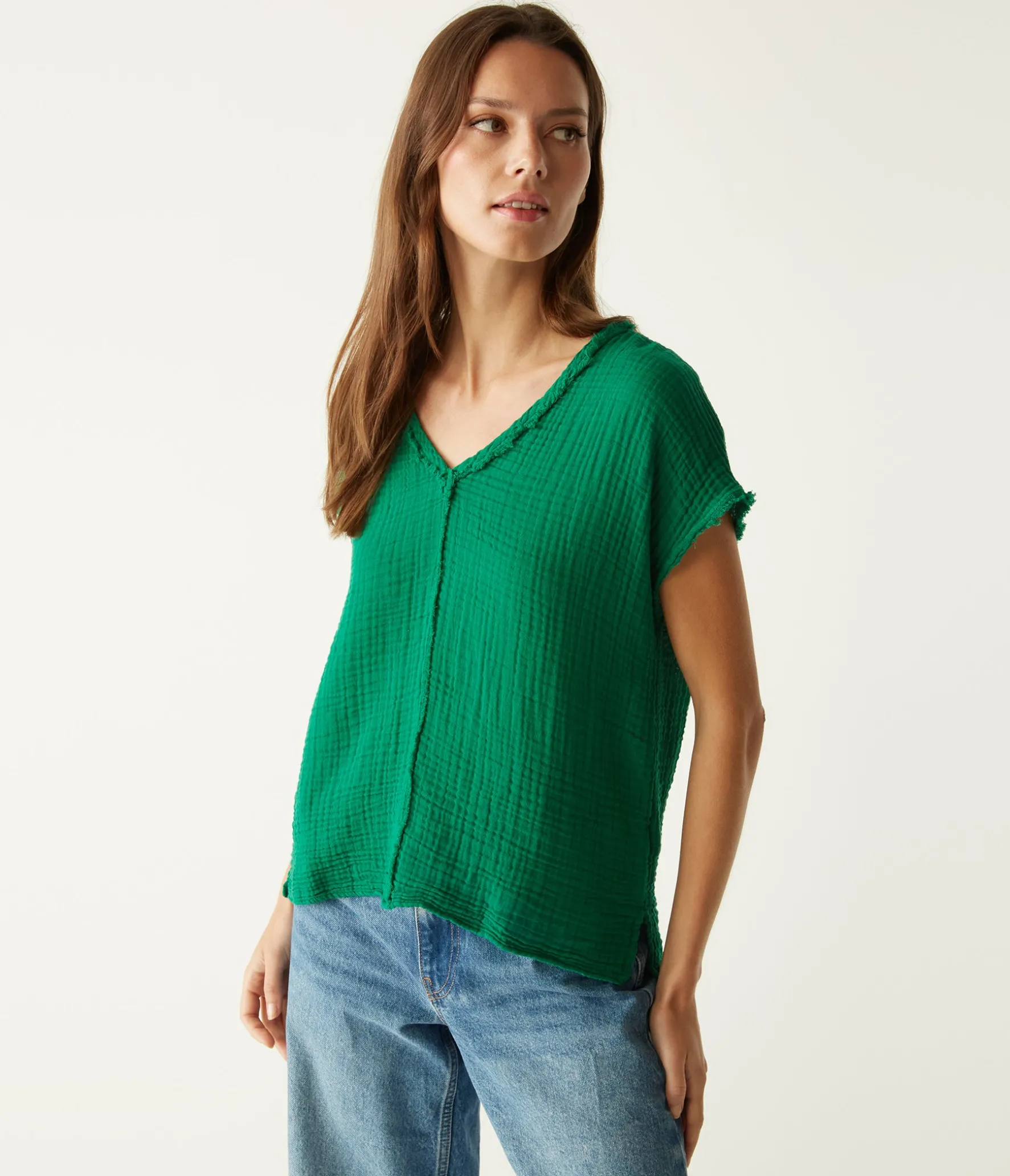 Draya Gauze V-Neck Top