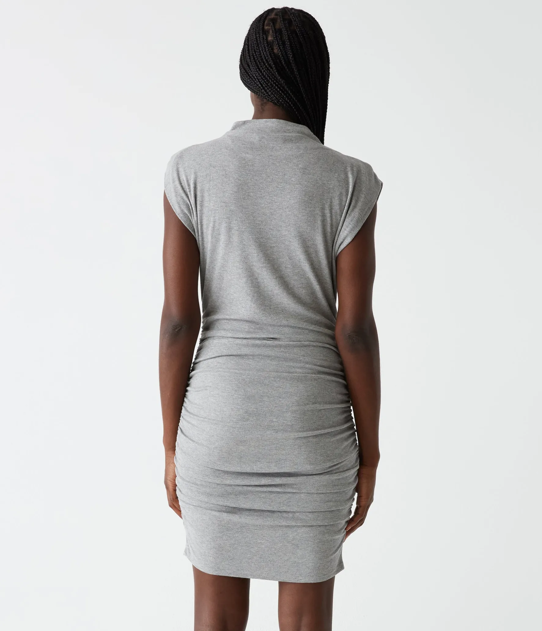 Gia Ribbed Power Shoulder Dress