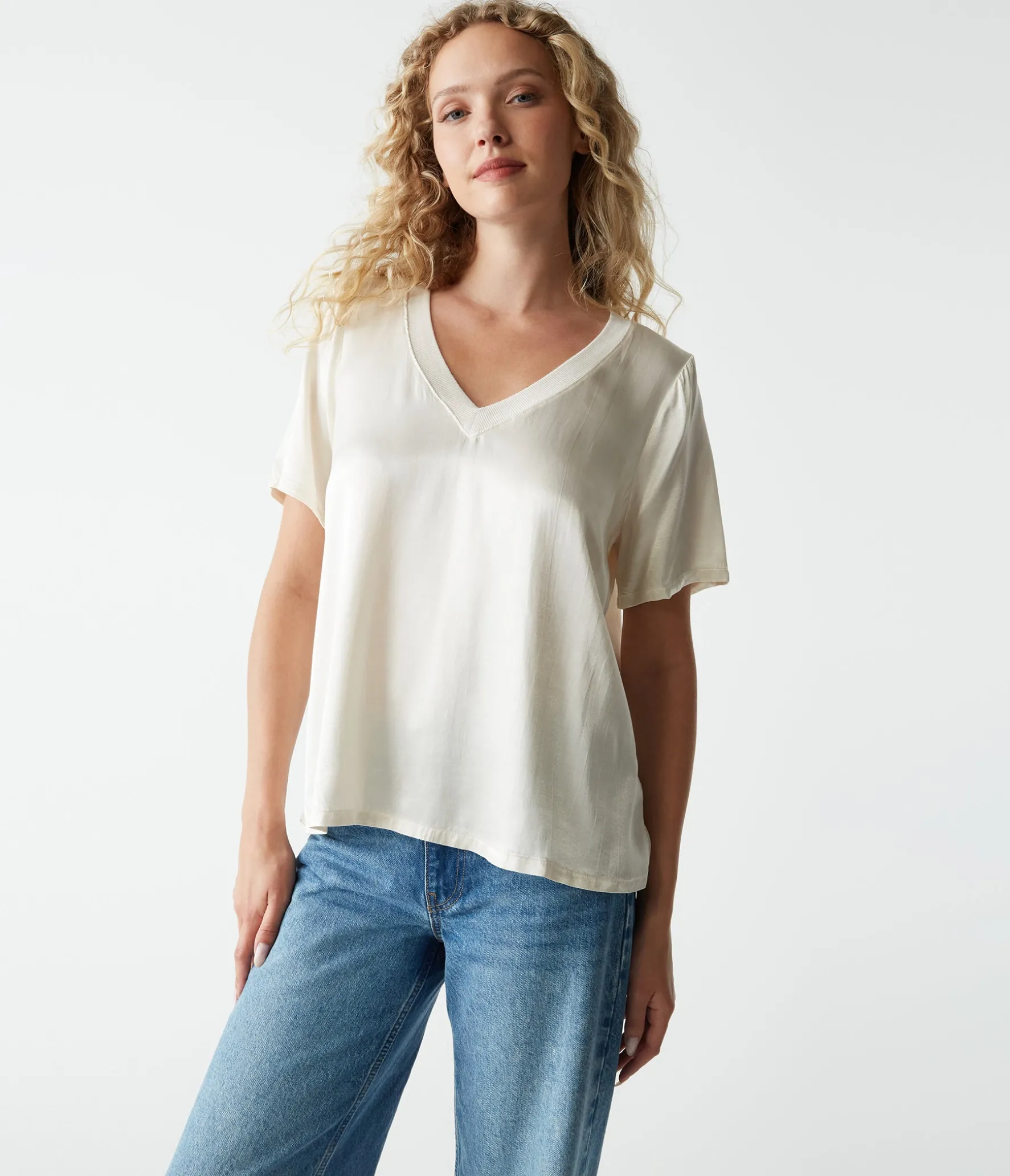 Jodi Satin V-Neck Top