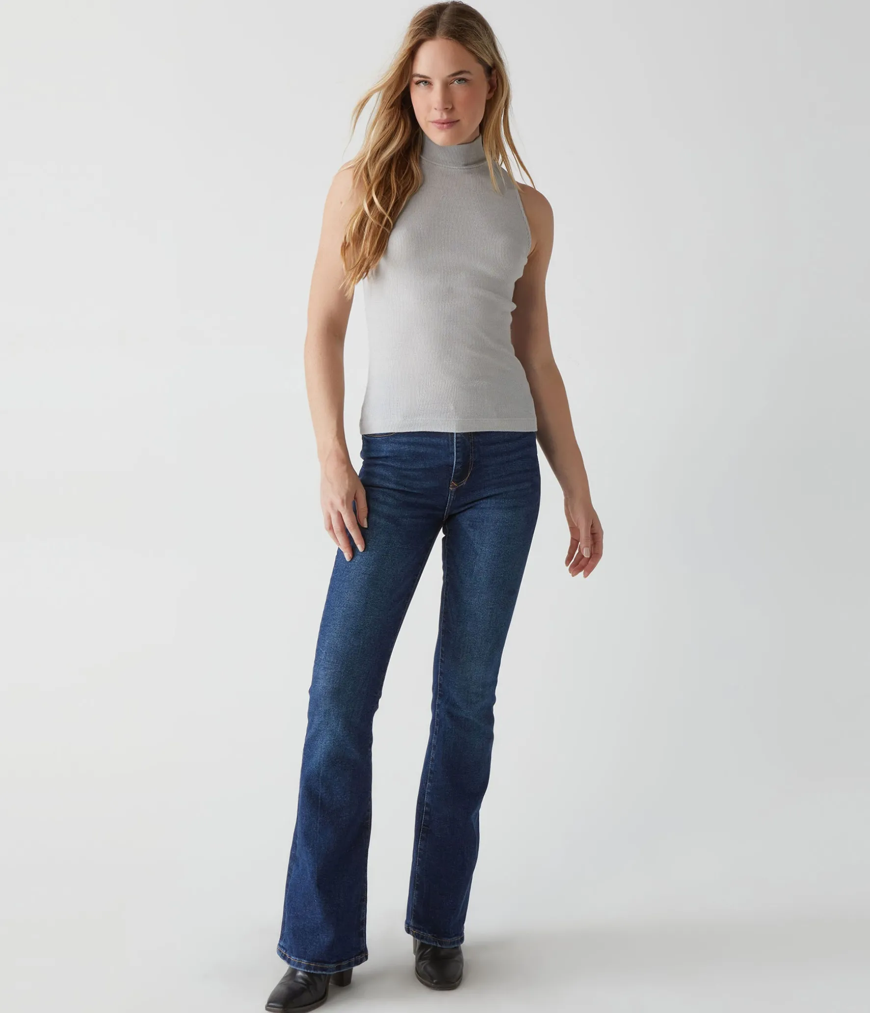 Lino Shine Mock Neck Tank