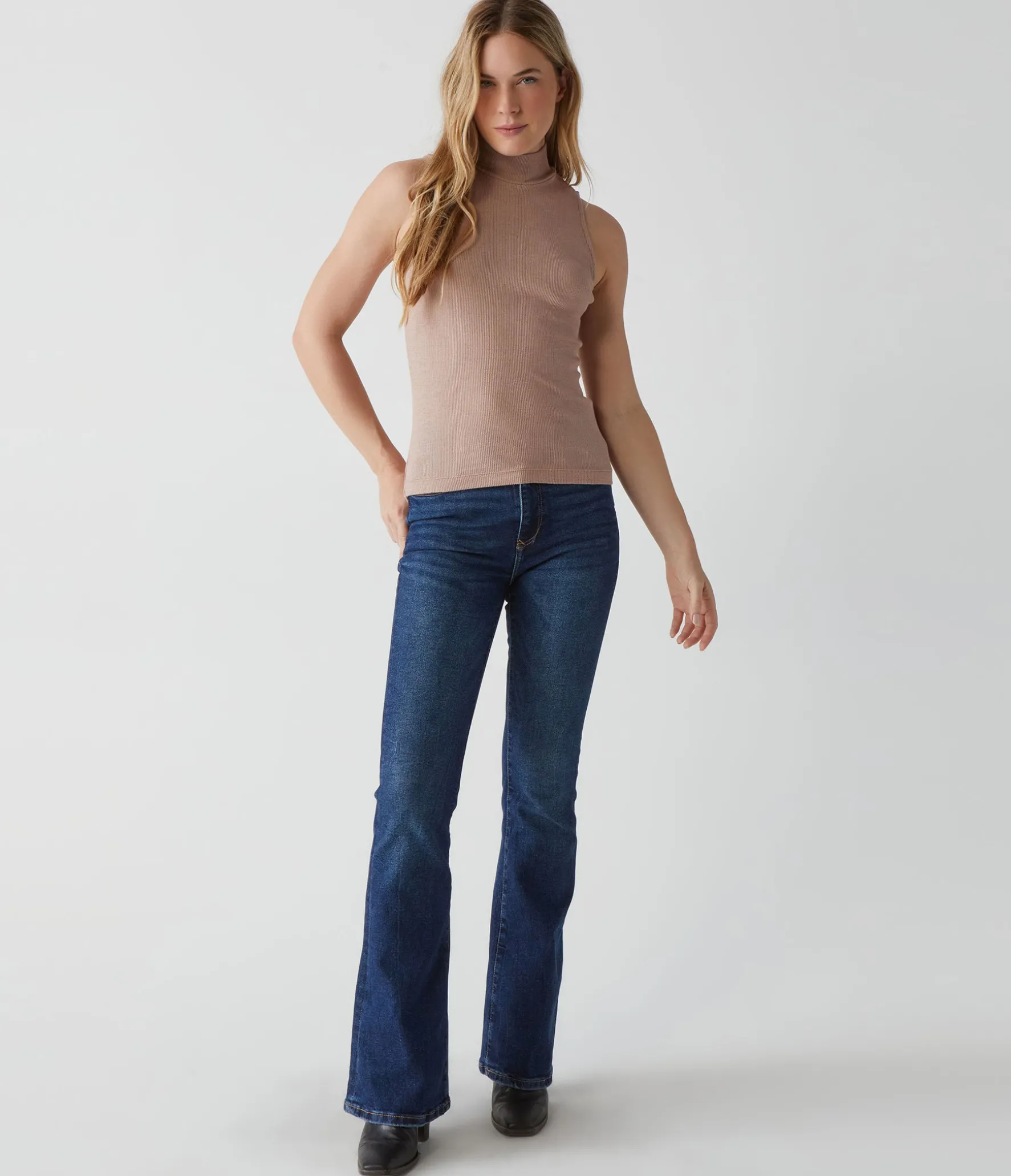 Lino Shine Mock Neck Tank