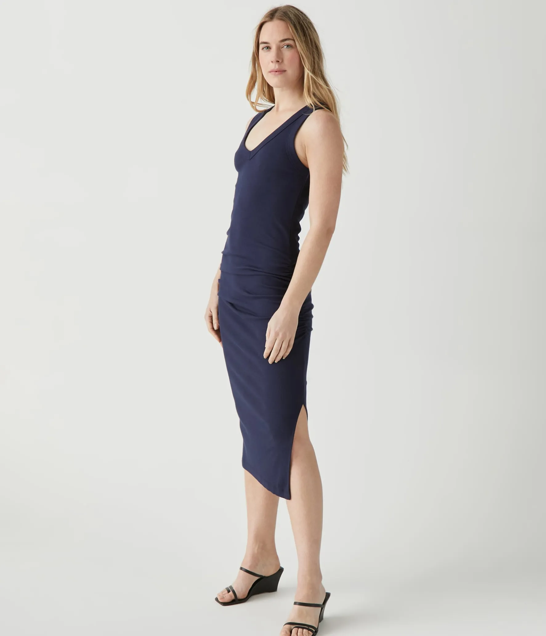 Lori Ribbed V-Neck Dress