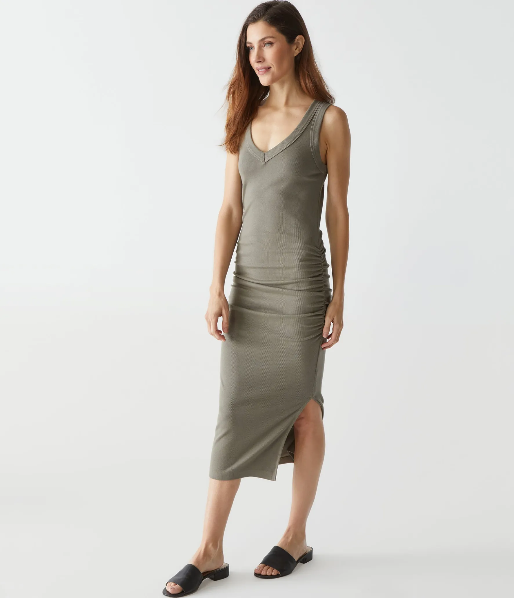 Lori Ribbed V-Neck Dress