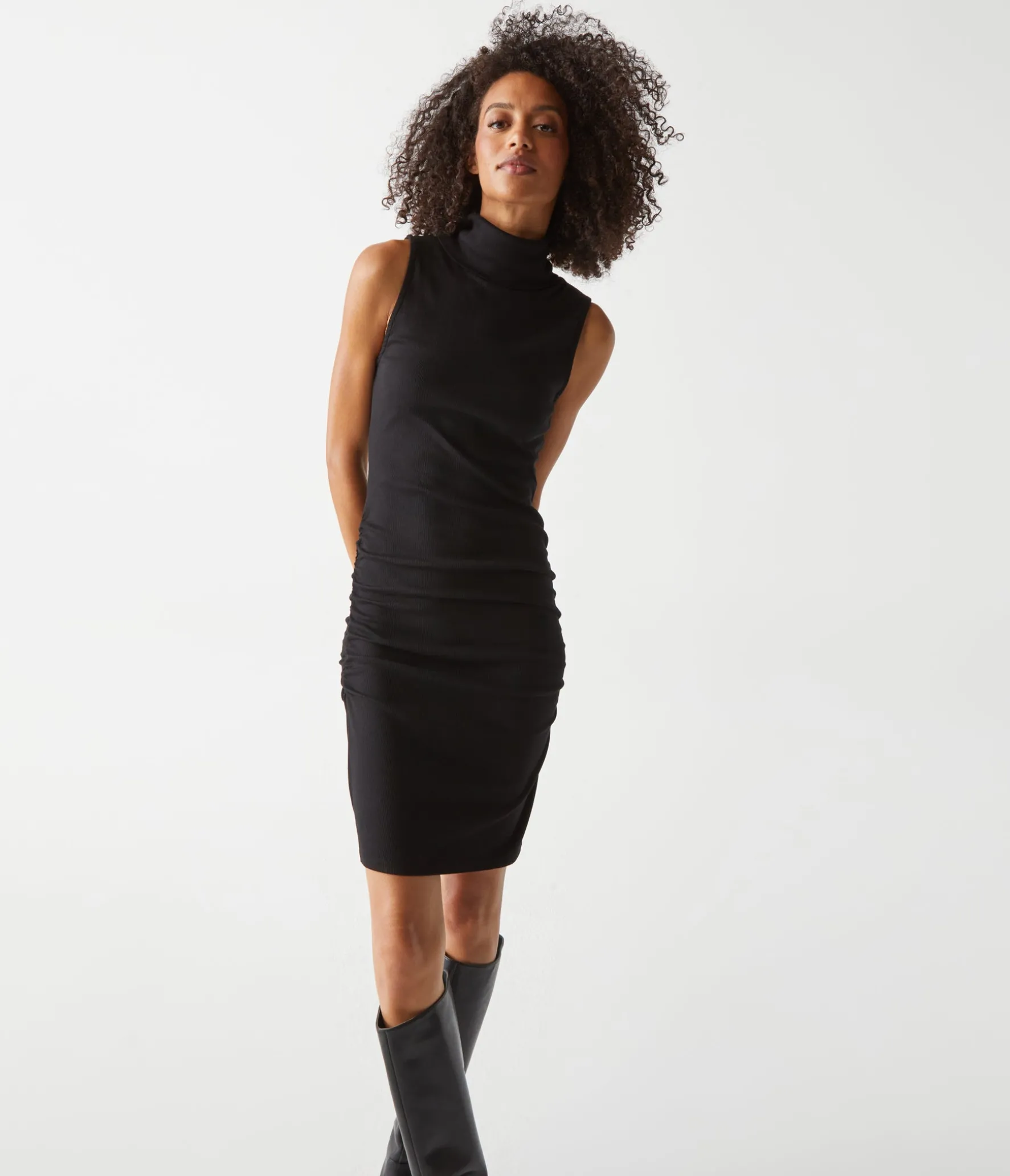 Macy Mock Neck Ribbed Dress