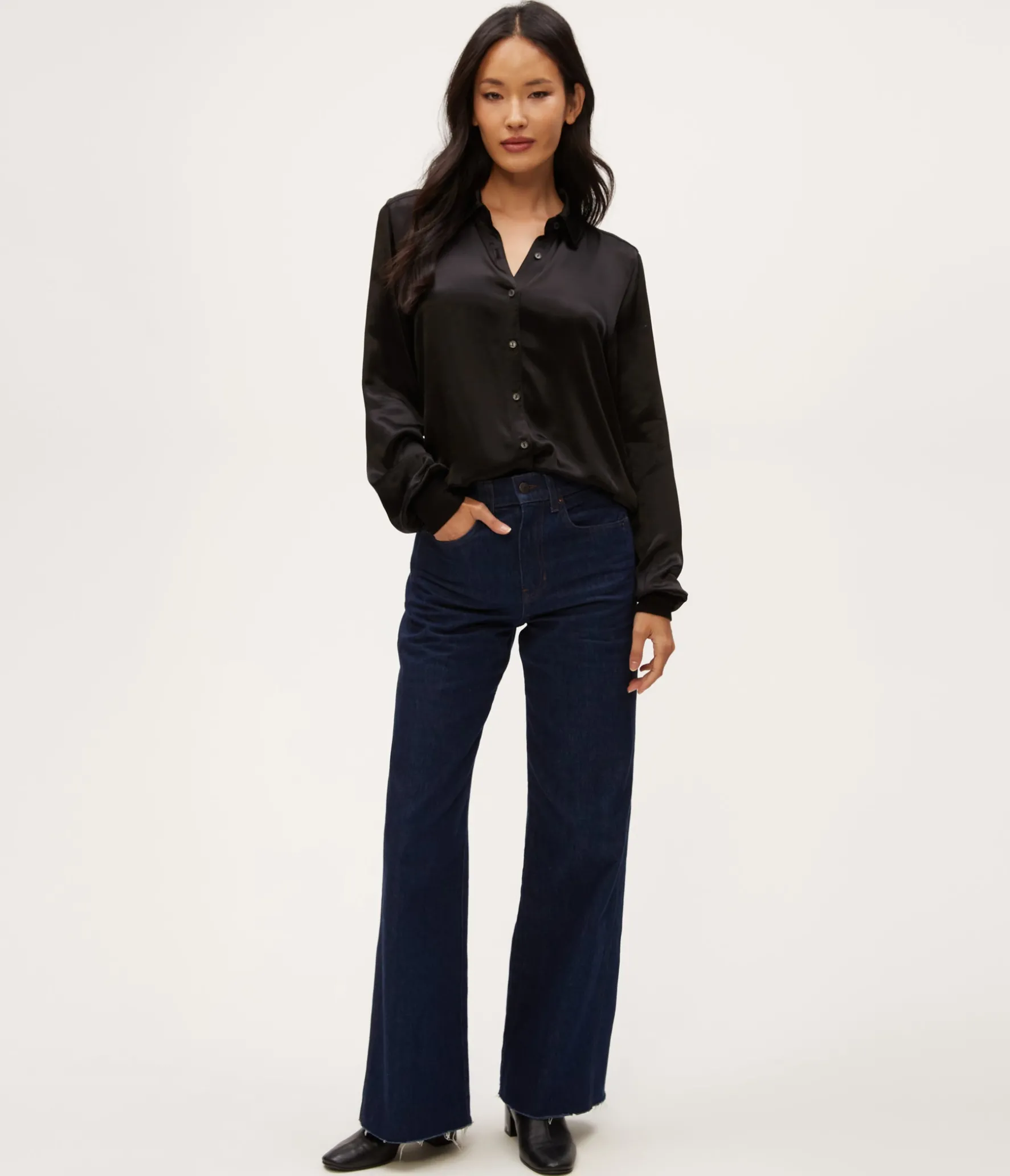 Meredith Satin Button Down Shirt