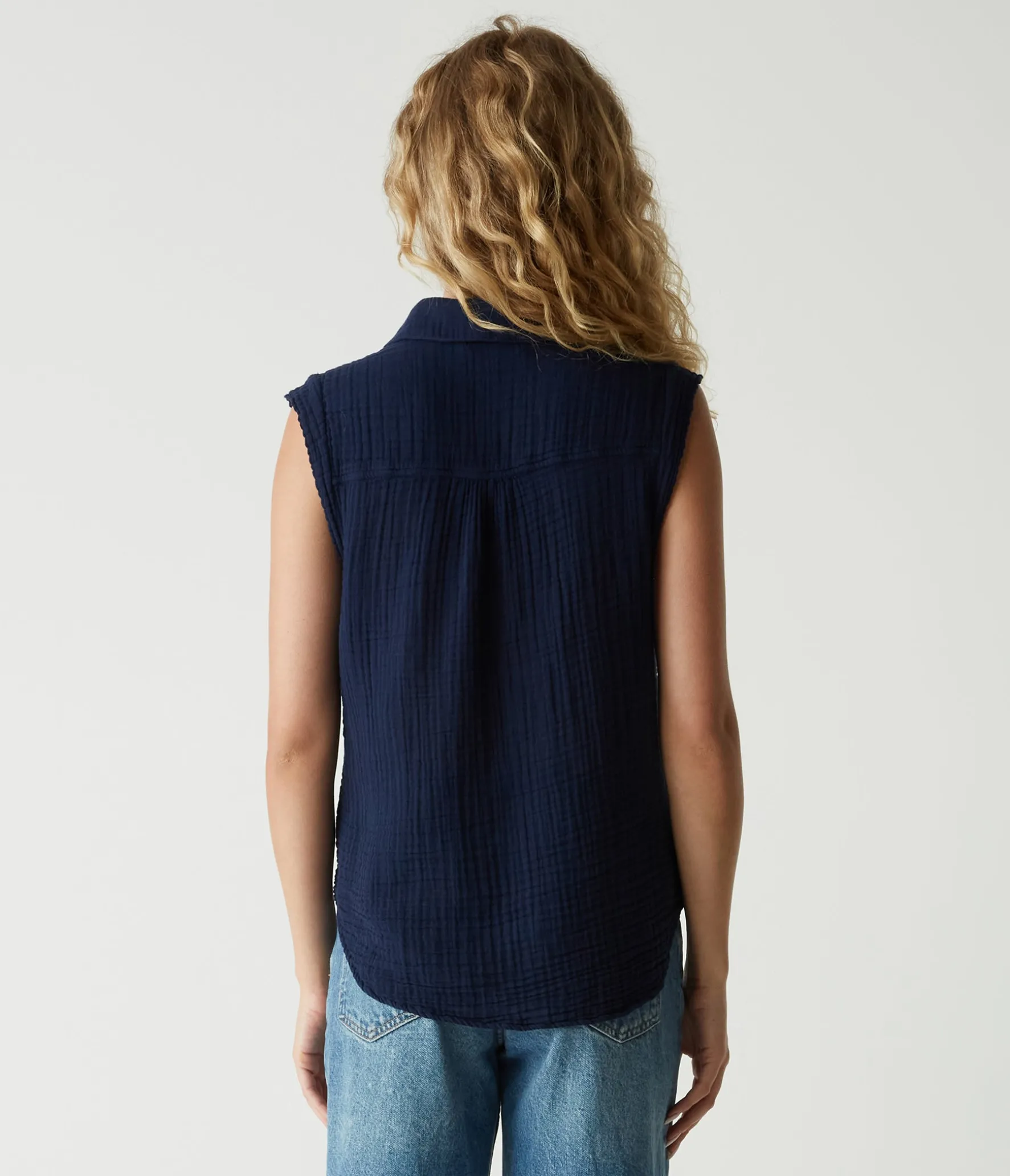 Monique Gauze Button Down Tank