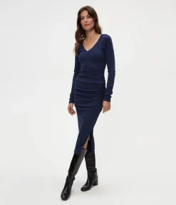 Nova Ribbed V-Neck Dress