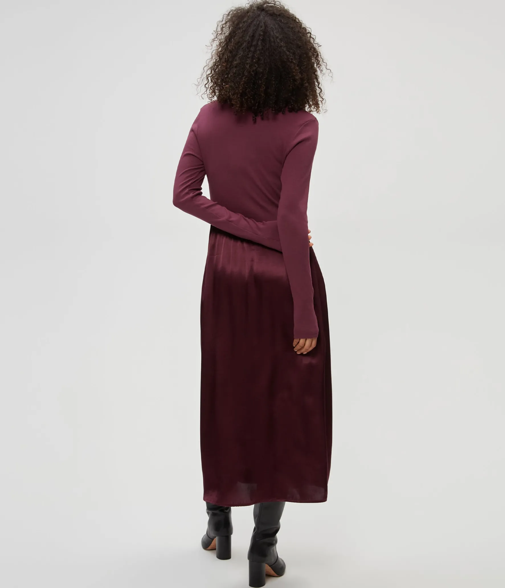Sutton Mixed Fabric Satin Dress