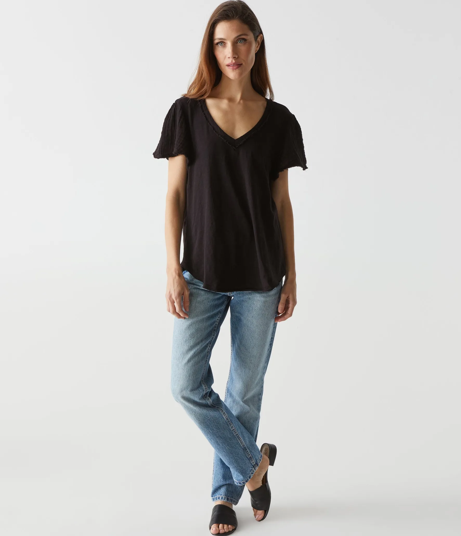 Tate Mixed Fabric Tee