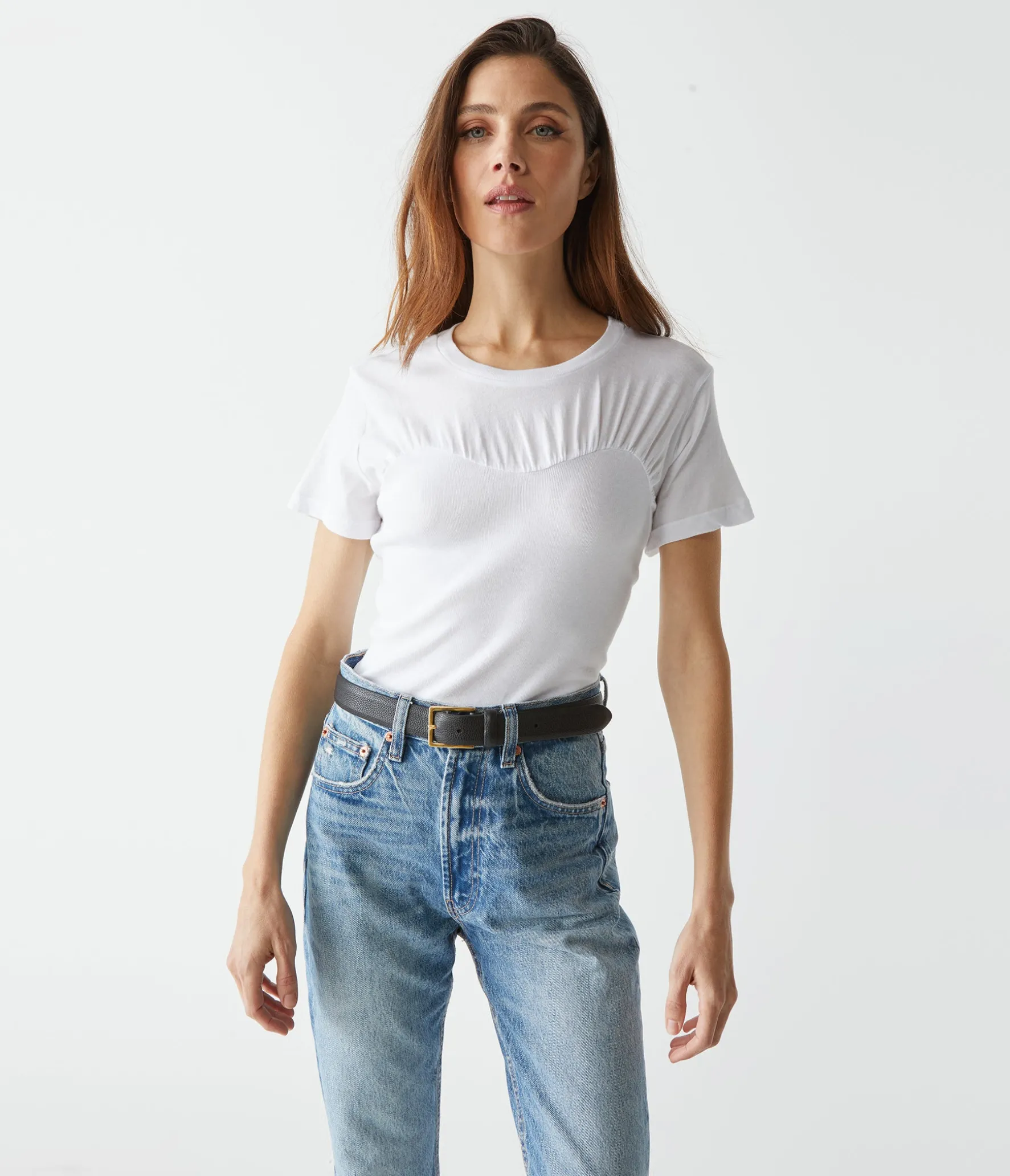 Victoria Mixed Fabric Tee