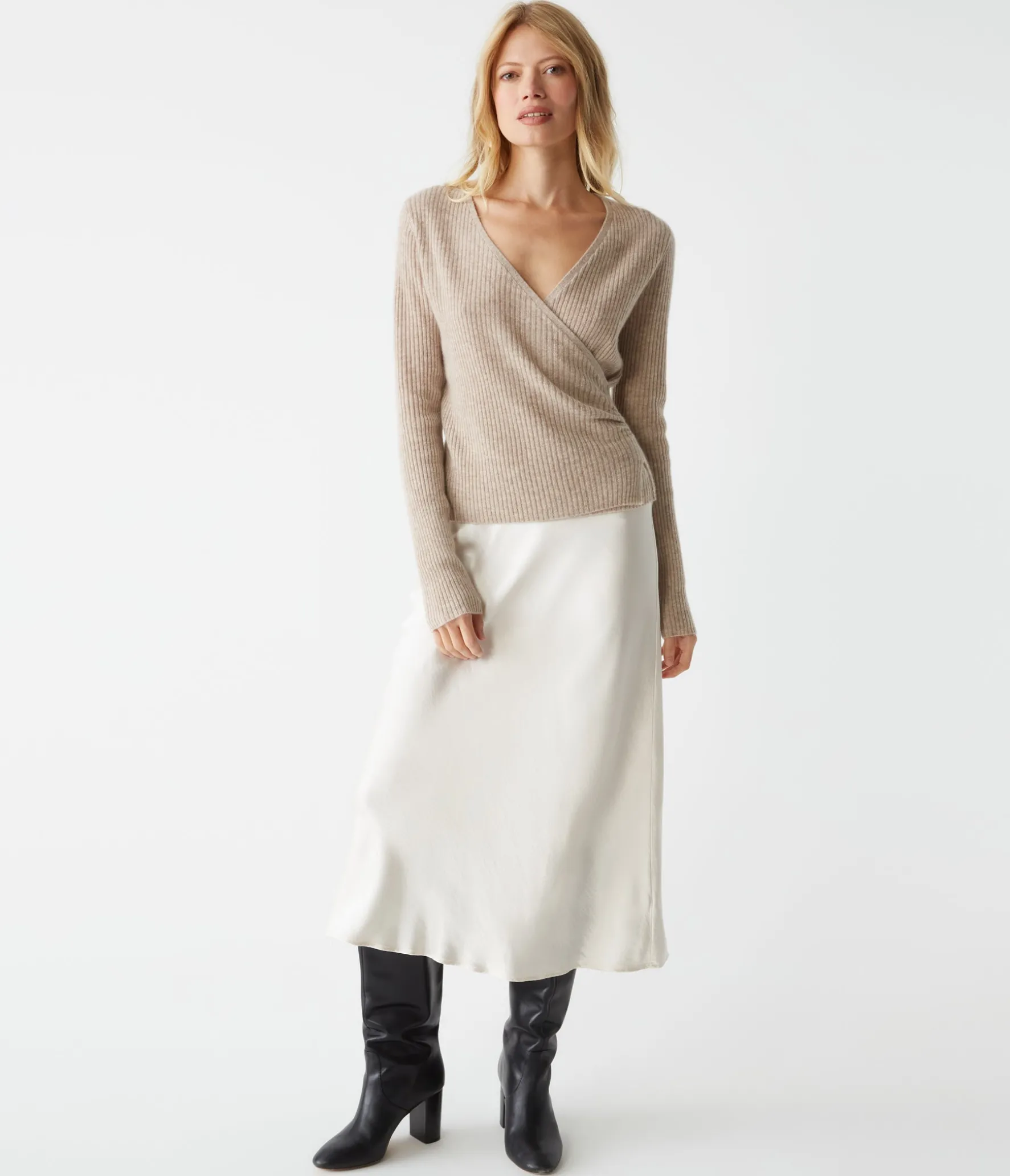 Vivian Surplice Cashmere Sweater