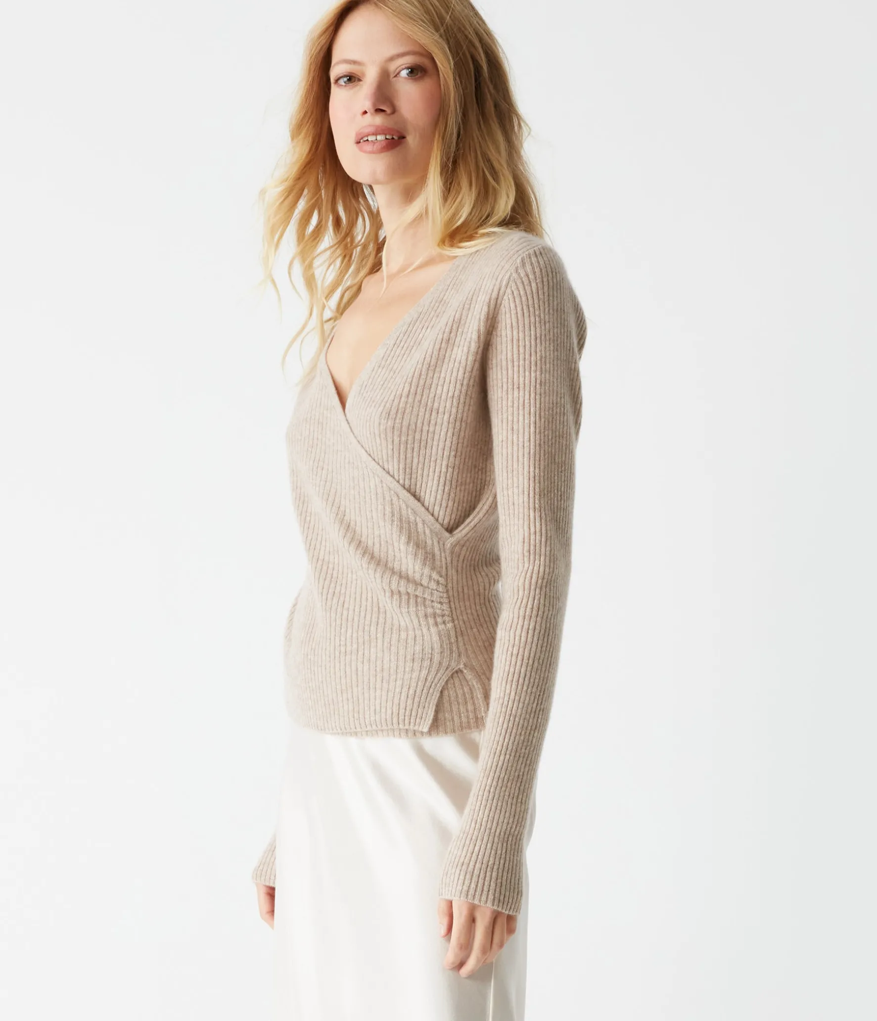 Vivian Surplice Cashmere Sweater